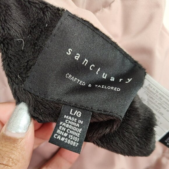 Sanctuary Reversible Down Vest Jacket Women Size L Black Pink Sleeveless FLAWS - Picture 7 of 12